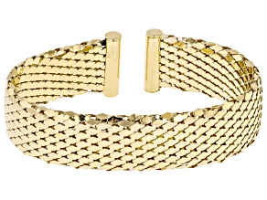 18k Yellow Gold Over Bronze Woven Cuff Bracelet