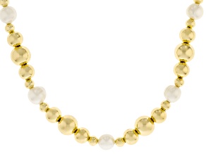 18k Yellow Gold Over Bronze 8.5mm Cultured FWP and 5-10mm Bead Station 20" Necklace