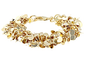 Moda Al Massimo® 18k Yellow Gold Over Bronze Multi-Row Disc Bracelet. Made in Italy.