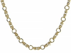 18k Yellow Gold Over Bronze Byzantine and Station Diamond Cut Circles 24" Necklace