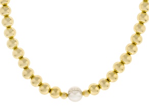 18k Yellow Gold Over Bronze 5-10mm Bead and 8.5mm Cultured FWP Station 18" Necklace