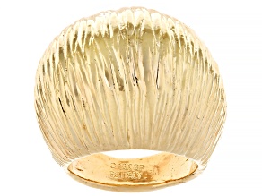 18k Yellow Gold Over Bronze Diamond Cut Dome Ring