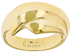 18k Yellow Gold Over Bronze High Polish Crossover Ring