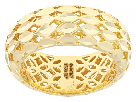 18k Yellow Over Bronze Diamond Cut Marquise Band Ring