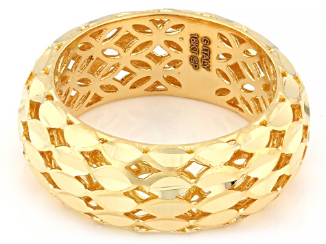 18k Yellow Over Bronze Diamond Cut Marquise Band Ring