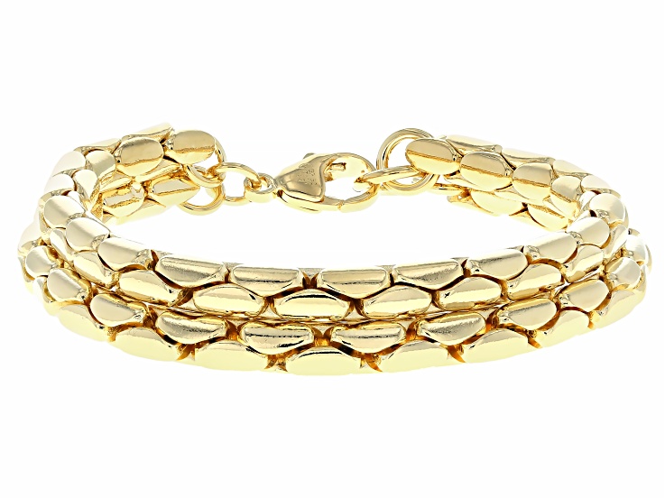 18k Yellow Gold Over Bronze Double Row Cardano Bracelet