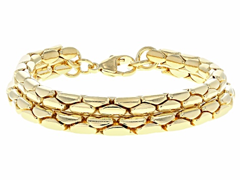 18k Yellow Gold Over Bronze Double Row Cardano Bracelet