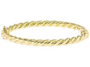 18k Yellow Gold Over Bronze Twisted Bangle Bracelet. Made in Italy.