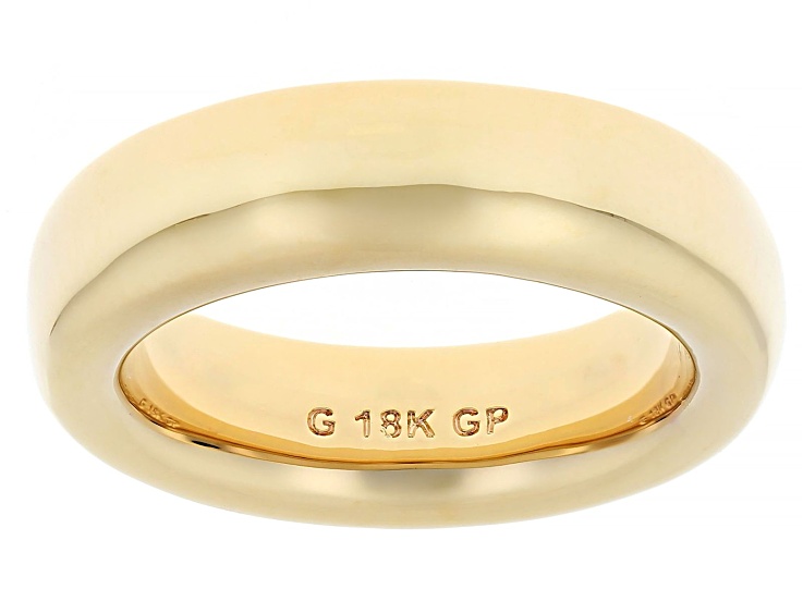 18k Yellow Gold Over Bronze 6mm Comfort Fit Band Ring - MA1179 | JTV