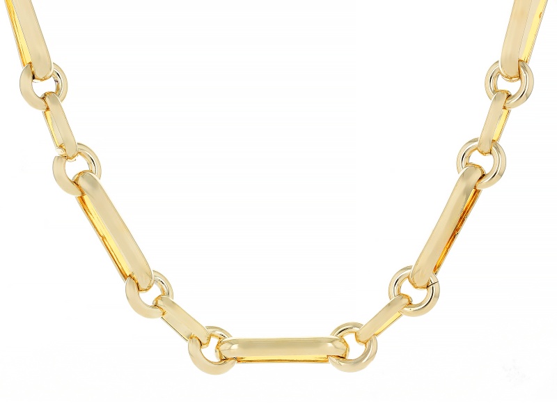 18k Yellow Gold Over Bronze Scroll 22" Necklace