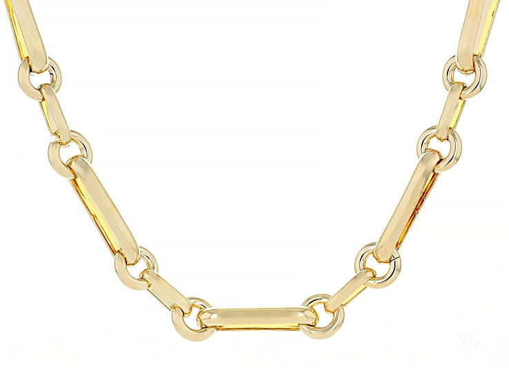 18k Yellow Gold Over Bronze Scroll 22" Necklace