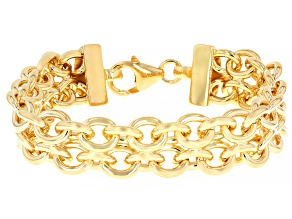 18k Yellow Gold Over Bronze Woven Link Statement Bracelet