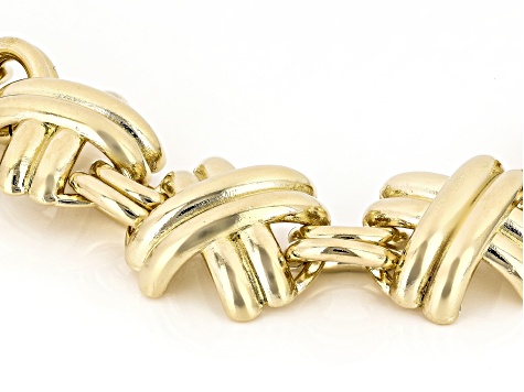 18k Yellow Gold Over Bronze Station Bracelet. Made in Italy