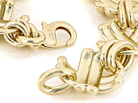 18k Yellow Gold Over Bronze Station Bracelet. Made in Italy