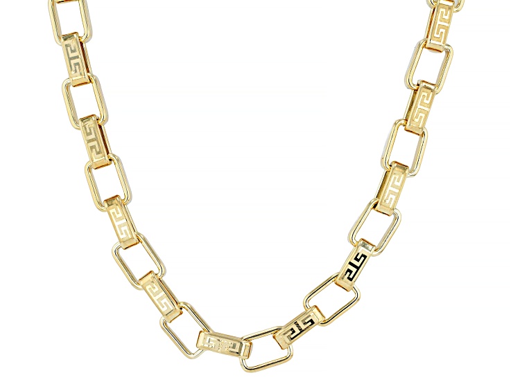 18k Yellow Gold Over Bronze Greek Key 20 Inch Necklace