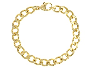 18k Yellow Gold Over Bronze 7.75mm Open Curb Bracelet