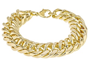 18k Yellow Gold Over Bronze Woven Curb Bracelet