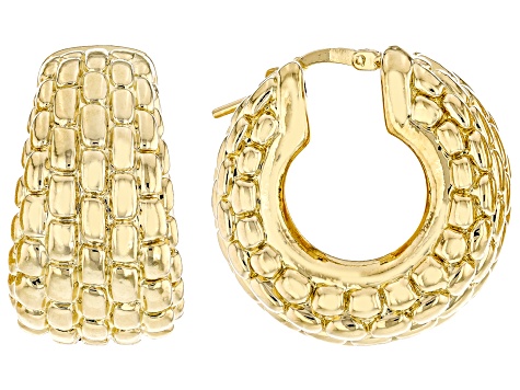 18k Yellow Gold Over Bronze Statement Hoop Earrings