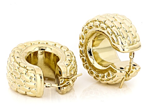 18k Yellow Gold Over Bronze Statement Hoop Earrings