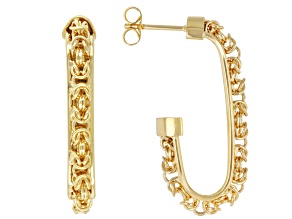 18k Yellow Gold Over Bronze J-Hoop Earrings
