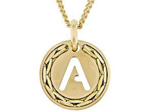 18k Yellow Gold Over Bronze Cardano Initial "A" Pendant with Chain