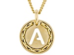 18k Yellow Gold Over Bronze Cardano Initial "A" Pendant with Chain