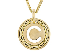 18k Yellow Gold Over Bronze Cardano Initial "C" Pendant with Chain