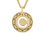 18k Yellow Gold Over Bronze Cardano Initial "C" Pendant with Chain