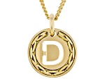 18k Yellow Gold Over Bronze Cardano Initial "D" Pendant with Chain