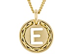 18k Yellow Gold Over Bronze Cardano Initial "E" Pendant with Chain