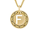18k Yellow Gold Over Bronze Cardano Initial "F" Pendant with Chain