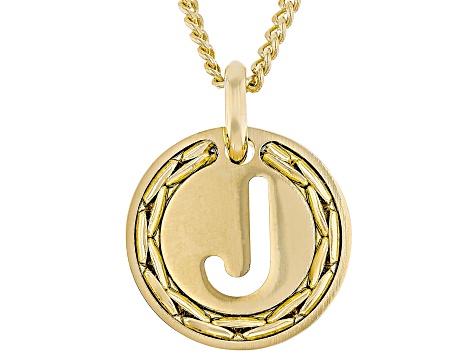18k Yellow Gold Over Bronze Cardano Initial "J" Pendant with Chain