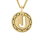 18k Yellow Gold Over Bronze Cardano Initial "J" Pendant with Chain