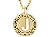 18k Yellow Gold Over Bronze Cardano Initial "J" Pendant with Chain