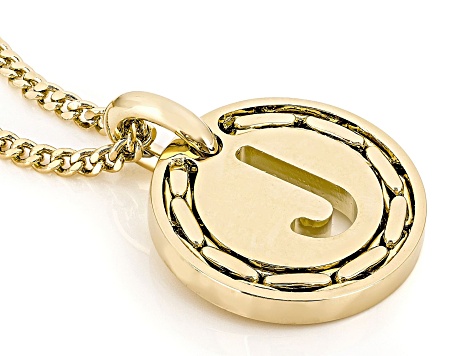 18k Yellow Gold Over Bronze Cardano Initial "J" Pendant with Chain