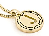 18k Yellow Gold Over Bronze Cardano Initial "J" Pendant with Chain