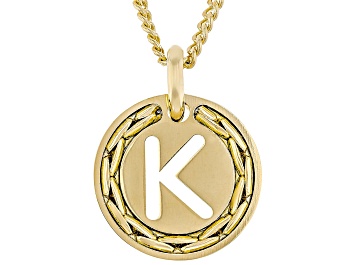 Picture of 18k Yellow Gold Over Bronze Cardano Initial "K" Pendant with Chain