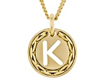 18k Yellow Gold Over Bronze Cardano Initial "K" Pendant with Chain