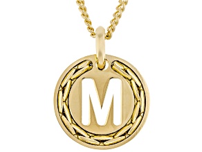 18k Yellow Gold Over Bronze Cardano Initial "M" Pendant with Chain