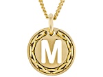 18k Yellow Gold Over Bronze Cardano Initial "M" Pendant with Chain