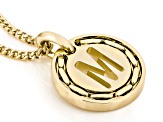 18k Yellow Gold Over Bronze Cardano Initial "M" Pendant with Chain