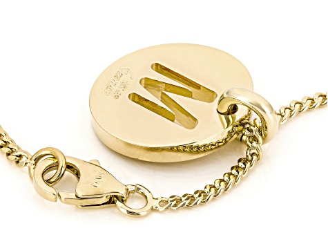 18k Yellow Gold Over Bronze Cardano Initial "M" Pendant with Chain