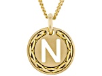 18k Yellow Gold Over Bronze Cardano Initial "N" Pendant with Chain