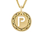 18k Yellow Gold Over Bronze Cardano Initial "P" Pendant with Chain