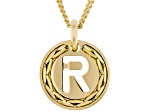 18k Yellow Gold Over Bronze Cardano Initial "R" Pendant with Chain