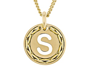 18k Yellow Gold Over Bronze Cardano Initial "S" Pendant with Chain