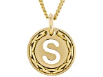 18k Yellow Gold Over Bronze Cardano Initial "S" Pendant with Chain