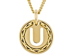 18k Yellow Gold Over Bronze Cardano Initial "U" Pendant with Chain