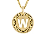 18k Yellow Gold Over Bronze Cardano Initial "W" Pendant with Chain