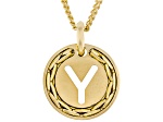 18k Yellow Gold Over Bronze Cardano Initial "Y" Pendant with Chain